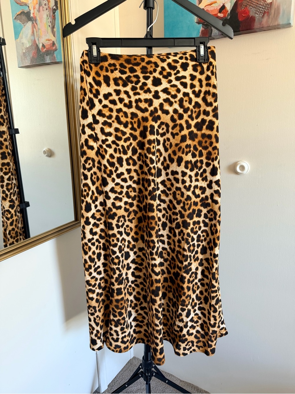 Good Luck Gem Leopard Animal Print Midi Skirt Size Small